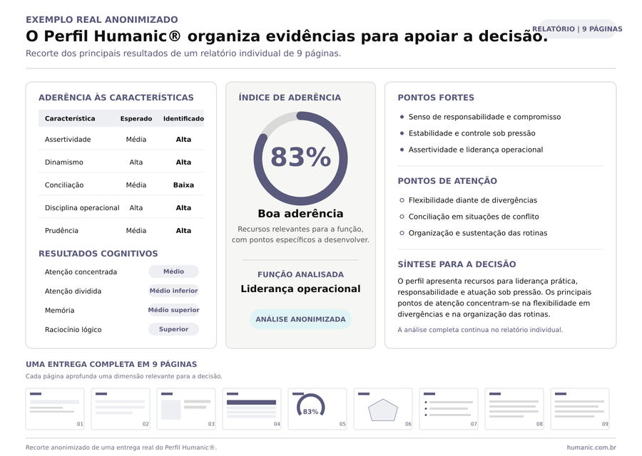 Recorte anonimizado de um relatório do Perfil Humanic